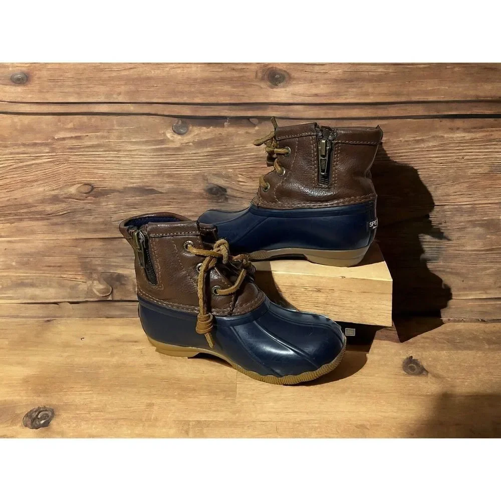 Sperry Top Sider Little Kids Saltwater Blue Brown Duck Rain Boots